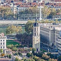 Vue depuis Fourvière - Clocher Hopital de la Charité Place Antonin Poncet Lyon 2ème