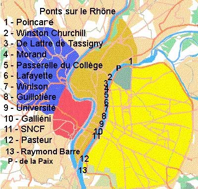 Les Ponts sur le Rhône du nord au Sud