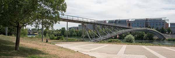 Passerelle de la Paix sur le Rhône entre la cité internationale et Saint Clair (Janvier 2014)