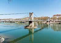 Passerelle du Collège sur le Rhône - Péniches