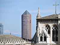 Tours de la Part Dieu, le Mont Blanc et Saint Jean vus depuis la Montée du Chemin Neuf