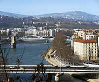 Ponts Clémenceau, Masaryk et Pont Schuman sur la Saône à Vaise