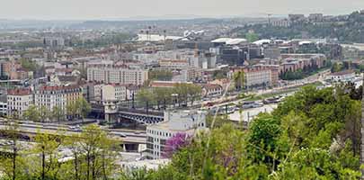 Confluent du Rhône et de la Saône vu depuis Saint Just